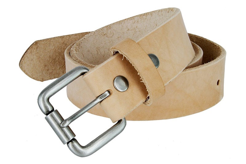 Belts.com Natural Finish Full Grain Leather Belt with Roller Buckle 1 1/2" (Natural,34) - Image 4